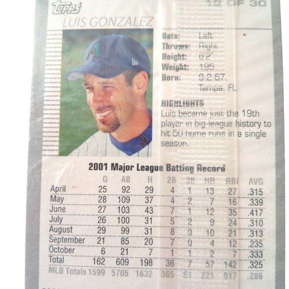 2001/02 Topps Post Cereal #19 Luis Gonzalez Arizona/Pedro Martinez Boston Red - Picture 2 of 5